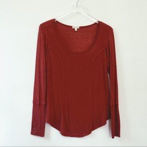 Anthropologie Silence + Noise Raw Hem Henley Top